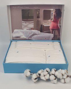 Подарочный набор полотенец Maison D'or Soft Hearts Cotton White-Blue 3 шт в коробке