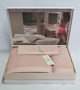 Подарочный набор полотенец Maison D'or Soft Hearts Rose Color 3 шт в коробке
