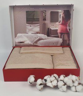 Подарочный набор полотенец Maison D'or Soft Hearts Rose Beige 3 шт в коробке