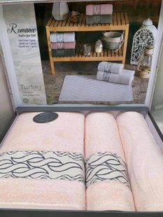 Подарочный набор полотенец Coton Delux Romance Pudra 50х90см + 70х140см + 50х70см
