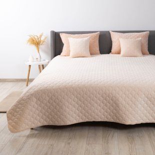 Покривало ТЕП VELOUR 240х260 см Персиковий/Ромб круглий
