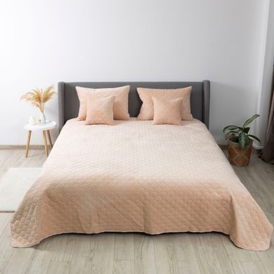 Покривало ТЕП VELOUR 180х240 см Персиковий/Ромб круглий