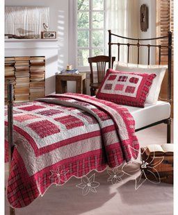 Покривало з наволочкою Karaca Home Cheery Patchwork бавовна 90% поліес 180x260