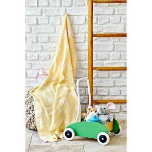 Детское покрывало пике Karaca Home Baby star sari желтый 80*120