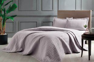 Стьобане покривало TAC Glory Lilac 180&times;260см + наволочка 50&times;70см