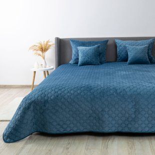 Покрывало ТЕП VELOUR 150х210 см синє ромб круглый