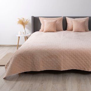 Покрывало ТЕП VELOUR 150х210 см пудрове ромб круглый