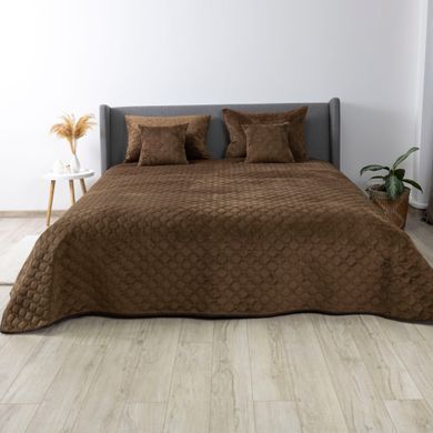 Покривало ТЕП VELOUR 150х210 см коричневе/ромб круглий