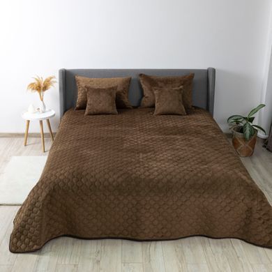 Покривало ТЕП VELOUR 150х210 см коричневе/ромб круглий