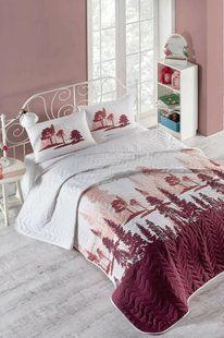 Покривало стьобане з наволочкою Eponj Home Doga bordo бордовий 160x220